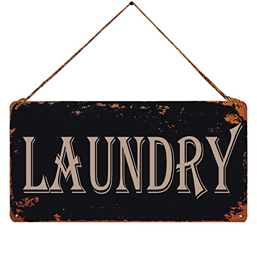 ZOVSON Panneau mural vintage en métal à suspendre pour buanderie, salle de bain, toilettes 12,7 x 25,4 cm Cover