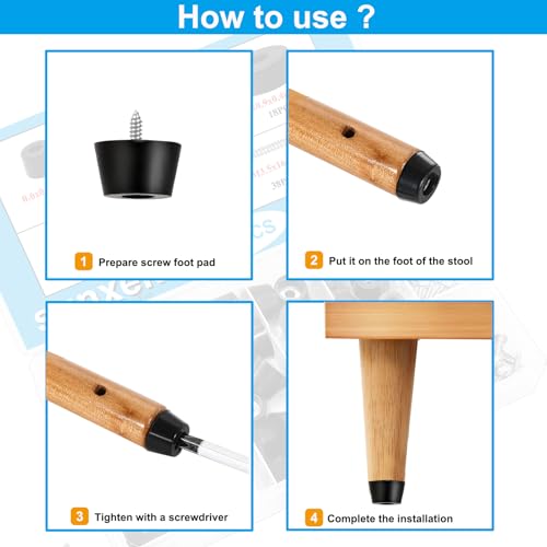 Image of 124Pcs Rubber Feet for Cutting Board with Stainless Washer Screws Assortment Kit,3 Sizes (0.6inch, 0.8inch, 1inch),Non Slip Rubber Bumper Feet for Furniture, Cabinets, Electronics