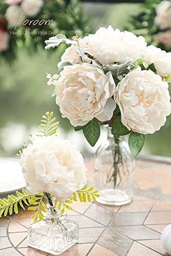 Floroom Artificial Flowers 16Pcs 4" Cream Blooming Peonies Real Looking Foam Fake Roses With Stems For Diy Wedding Bouquet Bridal Shower Centerpieces Floral Arrangements Party Tables Home Decorations #TOP1