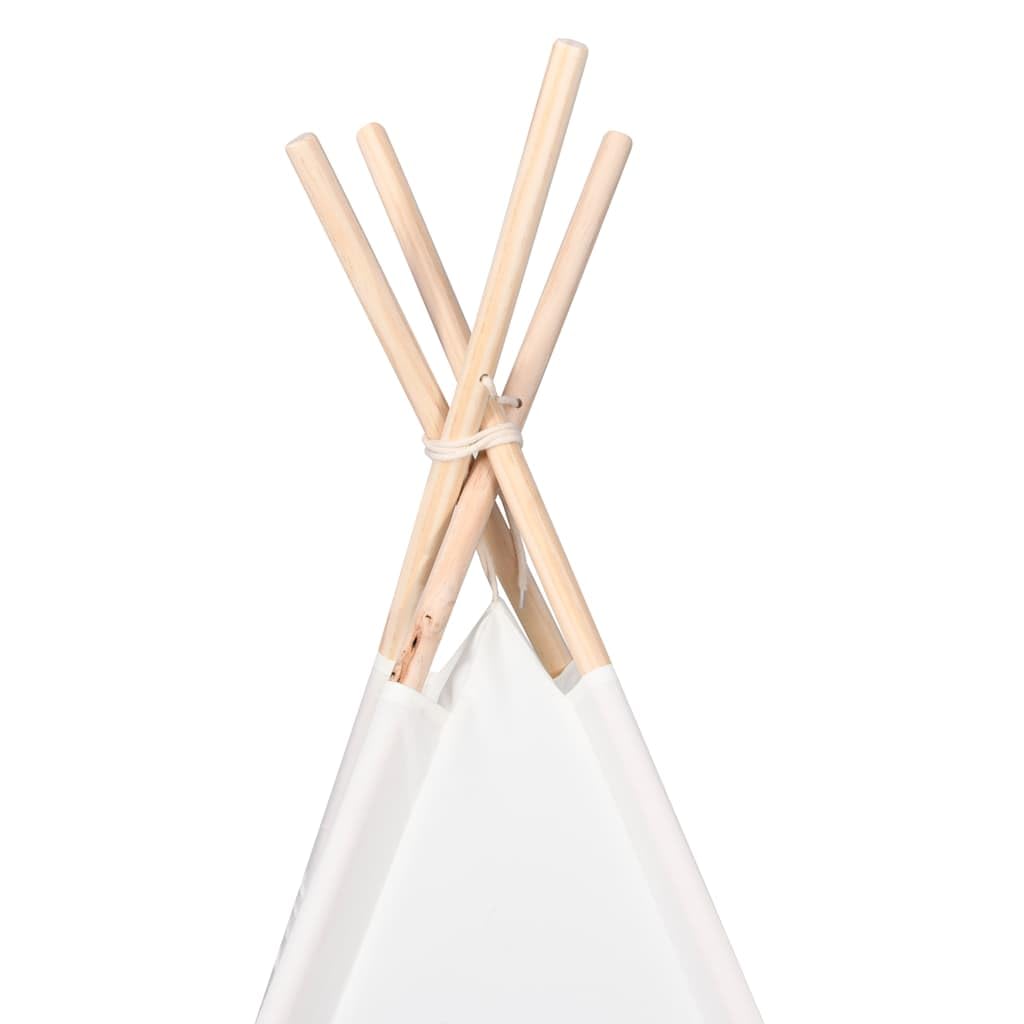 Kinder Tipi-Zelt mit Tasche 120x120x150 cm Pfirsichhaut Weiß Spielzelt für Kinderzimmer Garten Outdoor Indianerzelt Spielhaus mit Fenster und Tragetasche
