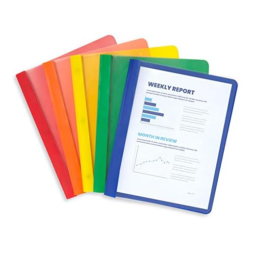 Blue Summit Supplies Assorted Color Plastic Report Covers with Prongs, 3 Prong Clear Front Report Cover for Presentation, Document, School, Red, Orange, Yellow, Green, Blue, PP Plastic, 25 Pack