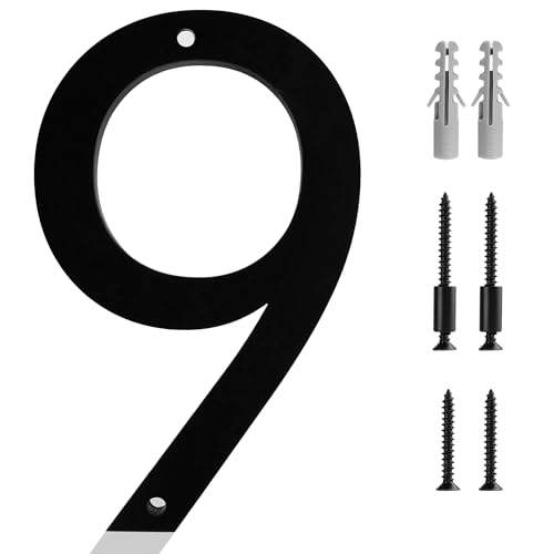 5 Inch Acrylic Modern House Number 9 Black Frosted Matte Numbers Acrylic Modern House Numbers for Outside Easy Flush or Floating Mount for Exterior Address Street Numbers Garden Door Address(Number 9)