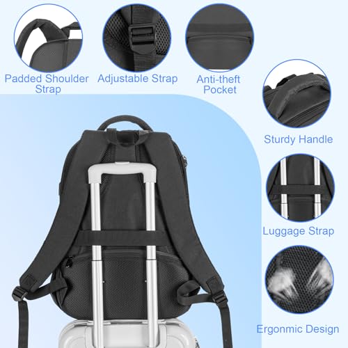 Image of ANILD Lunch Backpack, 17 Inch Laptop Backpack with Insulated Cooler Compartment for Men Women, Travel Work Computer Backpack
