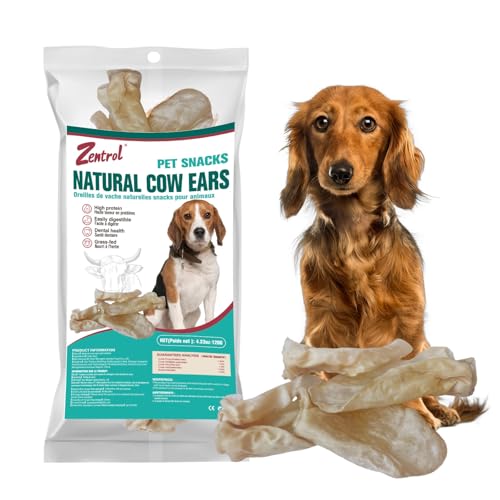 Natural Farm Cow Ears for Dogs Thick Cut Dog Chews Single Ingredient Natural Treats Highly Digestible Rawhide Alternative for Medium & Large Dogs 120g