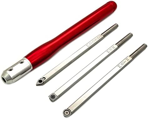 Simple Woodturning Tools COMBO: Mid Size Rougher, Turner & Hollower and Detailer Carbide Wood Turning Hand Tool Set with Interchangeable Handle for Wood Lathe (3 Tools w/Brilliant Red handle) USA Made