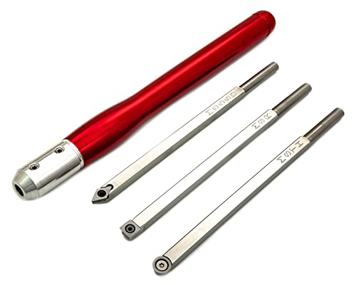 Simple Woodturning Tools Combo: Mid Size Rougher, Turner & Hollower And Detailer Carbide Wood Turning Hand Tool Set With Interchangeable Handle For Wood Lathe (3 Tools W/Brilliant Red Handle) Usa Made #TOP7