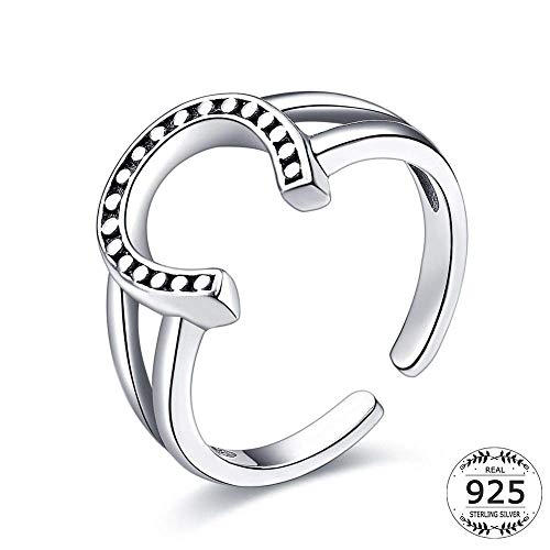 記念灰ペンダント遺灰のための骨壷 指輪925スターリングシルバーホースシューU形状調節可能なリング男性と女性ジュエリーリング コロンバリウム