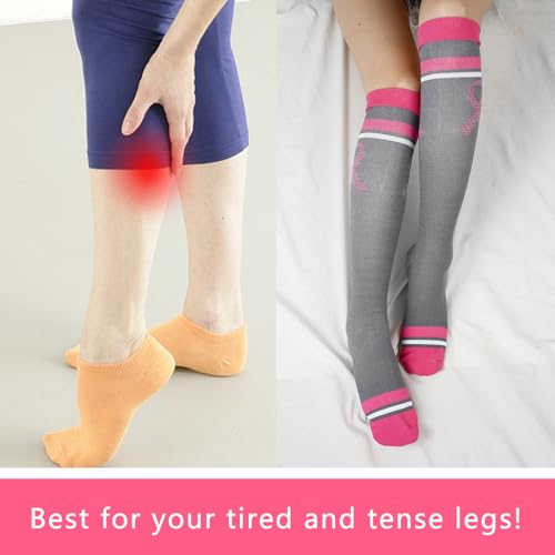 Image of Junely Compression Socks for Women Knee High Festival for Running Athletic Nurses Pregnant Women Work Support Travel Flight