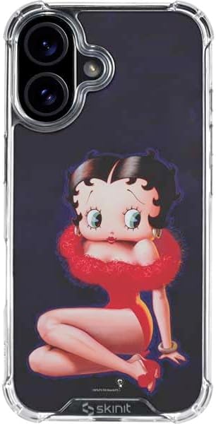 Skinit Clear Phone Case Compatible with iPhone 16 - Officially Licensed Betty Boop Red Dress Design