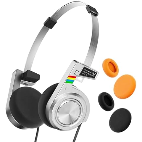 iKF R3 Classic Retro Wireless Headphones, Vintage Design,Volume Control,60 Hours Playtime, Noise Isolation, with Microphone, Throwback 80s 90s Design,Silvery Cover