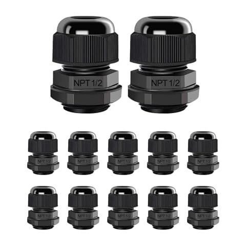 AIRIC 12 Pcs 1/2" NPT Waterproof Nylon Cable Glands Cover