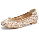 MUMUWU Women's Comfortable Ballet Flats Round Toe Flat Shoes for Women Bow Dressy Flats Shoes with Arch Support Insole(Brown Plaid 8.5)