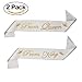 Ikooo 2 Pcs Prom King and Queen Satin Sash Gold Letter with Crown Sash