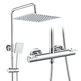 DelnVior Duschsystem mit Thermostat Edelstahl Regendusche 12' Quadratische...