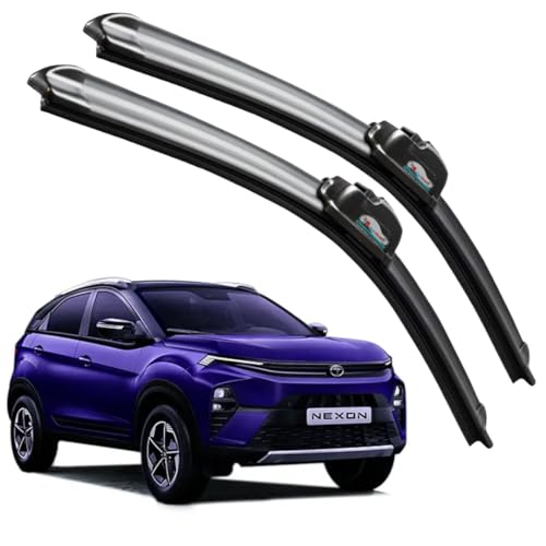 Image of Frameless Rubber Car Wiper Blades Set of 2 Compatible with (TATA Nexon (2015-Till Date) (D-24,P-16))