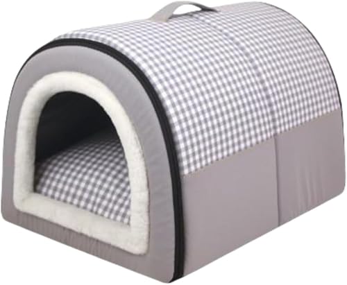Joxoilsoペットベッド ドーム型 ペットハウス 犬猫用 犬 ベッド ドーム 室内用 冬用 ふわふわ 洗える クッション付き 屋根付き 猫ハウス 犬 ハウス ペットベッド 犬用ベッド 犬小屋 オールシーズン ペット用品 実用なタイプ (L,グレー)