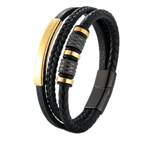 Pulsera para hombre de cuero con hebilla de acero inoxidable miniatura 1