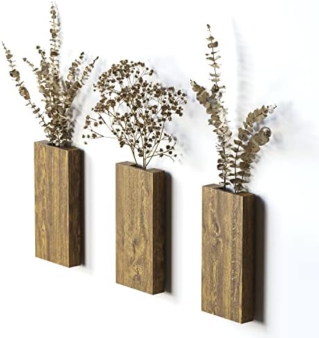AMERICA EMPIRE Wood Wall Pocket Vase Luxy Trending Decor | Hanging Plant Wall Pocket Planter Indoor. Wall Plant Pockets Wall Mount. Wood Wall Vase (Set of 3)