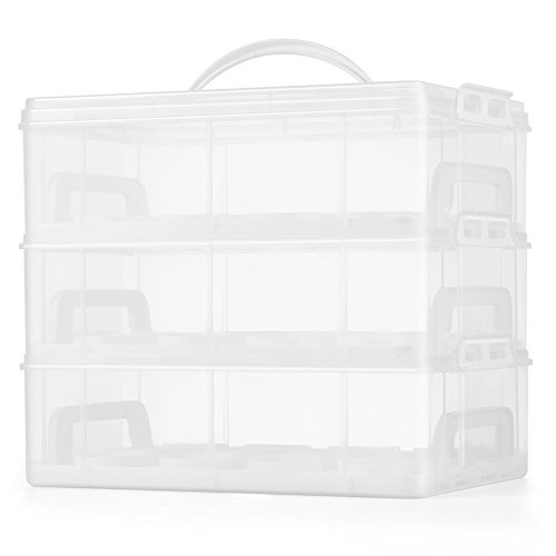 Flexzion 36 Cupcake Carrier 3 Tier Stackable Storage Container Collapsible Cake Carrier With Lid And Handle, Reusable Rectangular Plastic Dessert Travel Container, Display Holder Transport Box (Clear) #TOP6