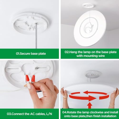 TALOYA 2 Pack 18" Dimmable Flush Mount Ceiling Light Fixture,5CCT,White by TALOYA - Used condition - Image 5
