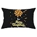 ANAZOZ Fundas Cojines 30x50 Baratas,Funda Cojin Poliéster Fundas de Cojines Flor y Cinta Merry Christmas Negro Oro