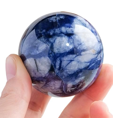 Sphère en quartz bleu et blanc, cristal précieux poli de 40-45 cm