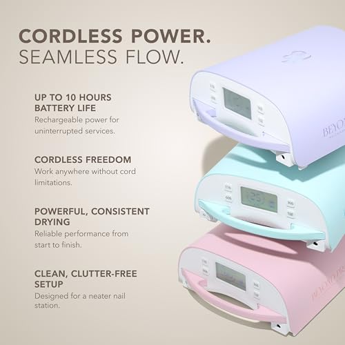 Image of KIARA SKY Beyond Pro V3 UV LED Nail Lamp Purple - Cordless Rechargeable Gel Lamp w /Smart Sensor, Flashcure Low Heat Mode, Full-Hand Coverage & Timer for Gel Polish, Builder Top Coat 48W (240v)