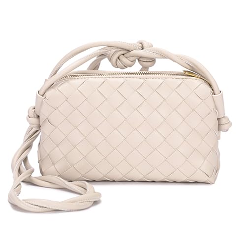 Vegan Leather Woven Crossbody Bag for Women, Braided Trendy Shoulder Bag -Handwoven Handbag Purse