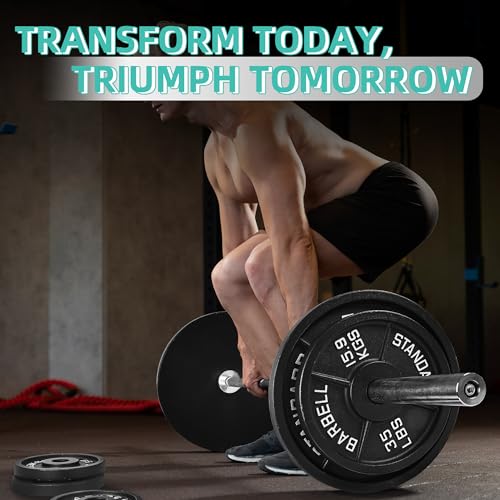 Fitvids Olympic Cast Iron 2-Inch Weight Plates for Strength Training & Weightlifting, 255 Pounds Set, Multiple Packages image 7