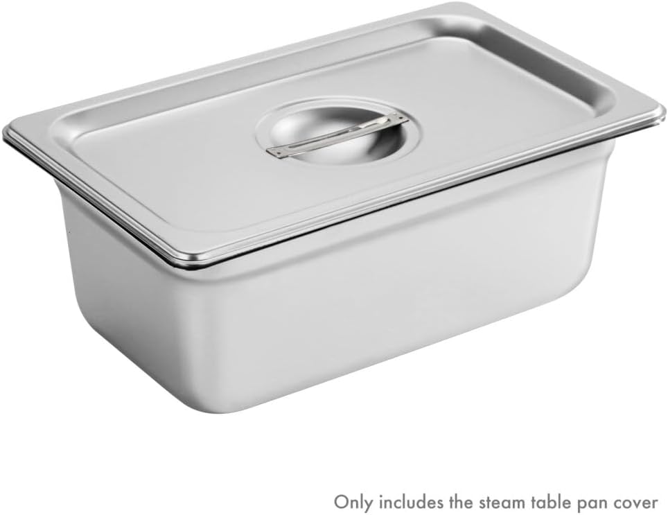 New Star Foodservice 1/4 Size Steam Table Pan Cover, Solid, 18/8 Stainless Steel, 24-Gauge