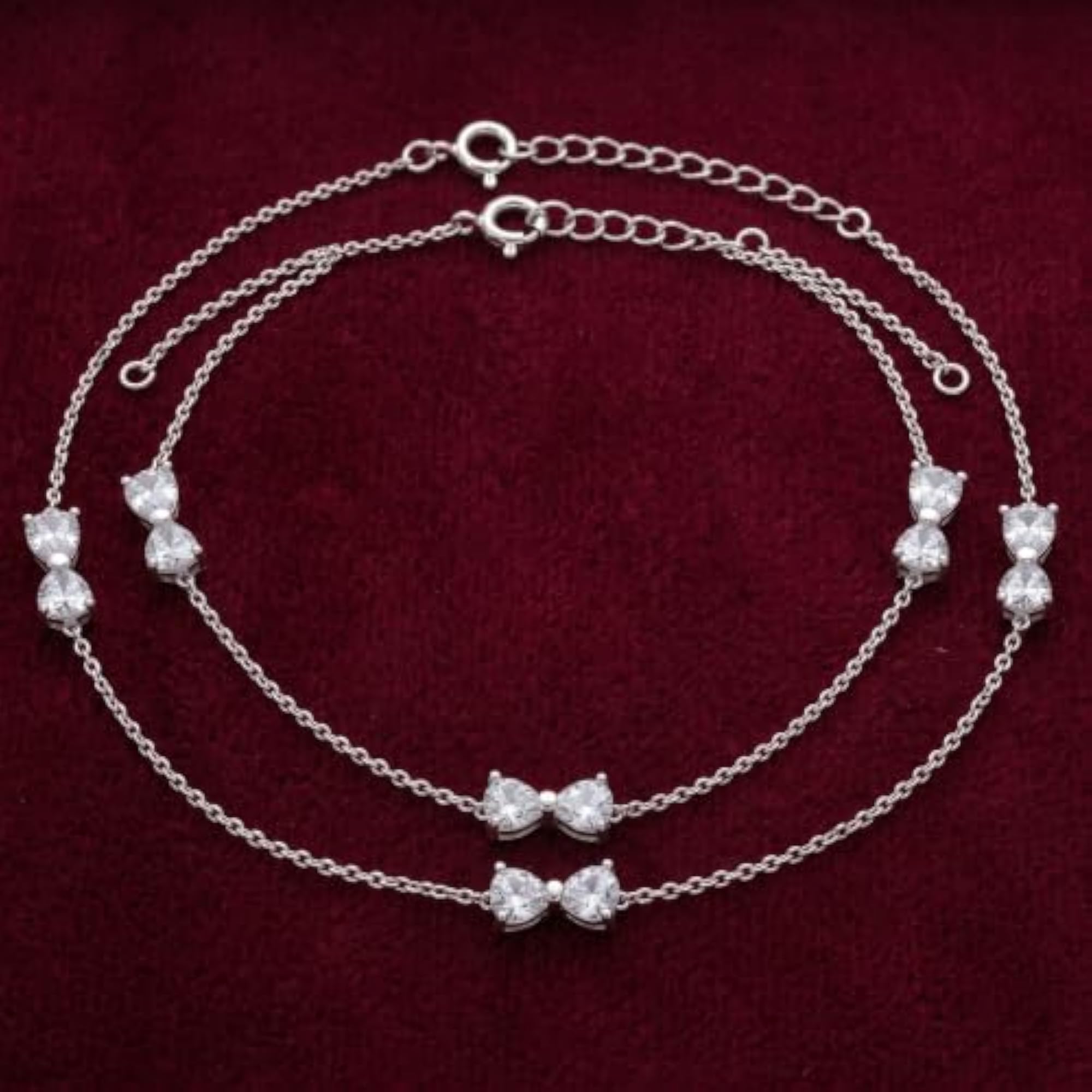 Women's Majestic Butterfly & Clover Charm 925 Silver Anklet
