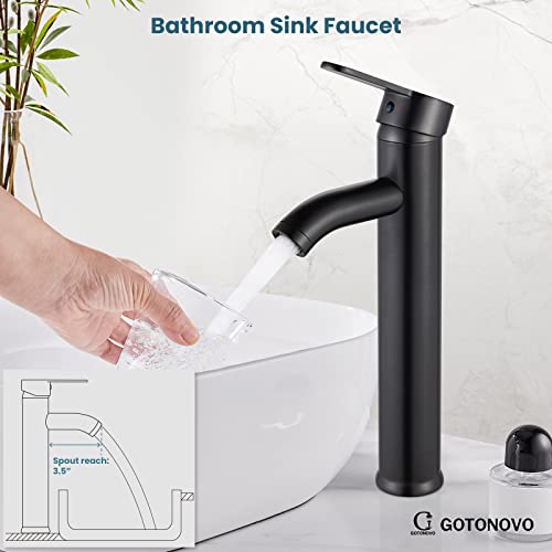 Gotonovo Bathroom Sink Faucet Vessel Bowl Oil Rubbed Bronze 1 Handle Single Hole Deck Mount Bathroom Lavatory Vanity Mixer Bar Tap Tall Spout Faucet With Pop Up Drain Combo #TOP1