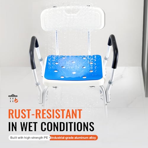 VEVOR Shower Chair, 400 lbs Capacity, Shower Seat with Back, Adjustable Height Shower Stool, Shower Chair for Inside Shower Bathtub, Non-Slip Bathroom Bench Bath Chair for Elderly Disabled Handicap by VEVOR - Image 4