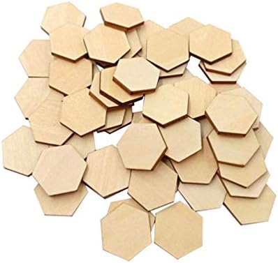 MILISTEN 100PC Unfinished Wood Piepces Hexagon Wood Shape Wooden Hexagon Cutout Shapes Unfinished Wood Ornament for DIY Arts Craft Project, 20MM