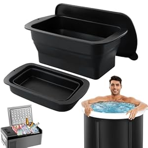 Nivofu Opvouwbare grote ijsblokvorm voor ijsbad met deksel, grote ijsblokjesvormen voor ijsbad, siliconen ijsblokjesvorm met deksel, voor ijsbad, koude dompelbad of koelers, herbruikbaar – zwart