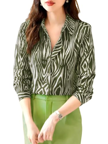 Image of Leriya Fashion Shirt for Women S-3XL | Abstract Printed Crepe Full Sleeve Shirt Collared Silhouette | Office Wear Tops for Women, Western Shirt for Women & Stylish Tops for Women Smart-Casual Styling