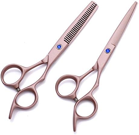Premium 6-Inch Japan Steel Hair Cutting Shears - Blue Gem & Rose Gold Barber Scissors Set for Precision Hairdressing & Thinning