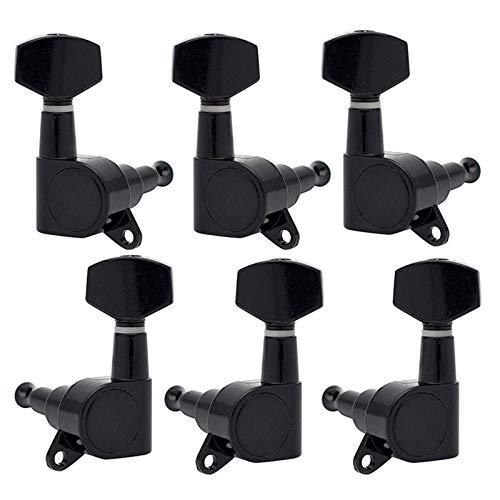 Guitar Parts Guitar Sealed Small Peg Tuning Pegs Tuners Machine for Acoustic Electric Guitar Guitar Parts(Black 3R3L)-ABLD - (Color: Black Medium)