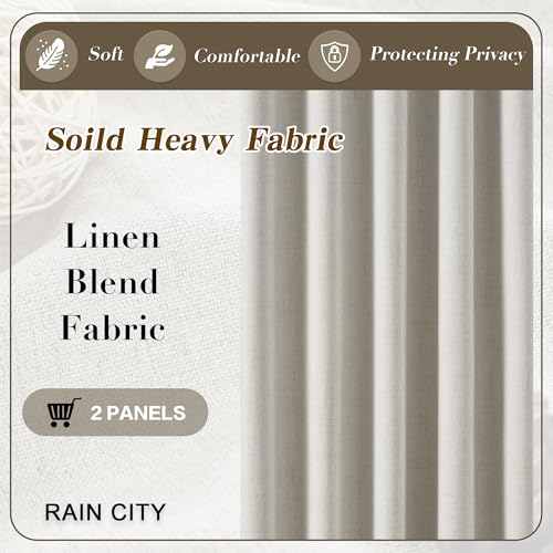 RAIN CITY Natural Birch Linen Blend Blackout Curtains 108 Inch Long 2 Panels Set, Back Tab Track Curtain for Living Room Floor to Ceiling Length 9 FT Extra Long Light Blocking Pleated Window Drapes by RAIN CITY - Image 7