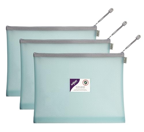 Snopake Foolscap High Capacity Pastel Blue Eva Mesh Zippa-Bag [Pack Of 3] 360 X 275Mm – Heavy Duty Bag With Hanging Loop And Business Card Holder [159