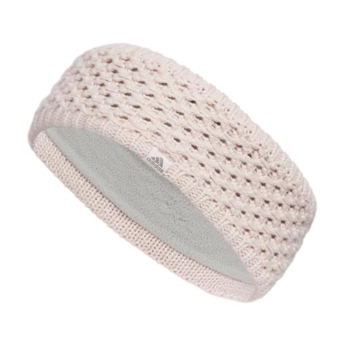 adidas Women's Crestline Knit Headband Fleece Lined Warm Soft Style for Winter Cold Weather, Sandy Pink/Grey Three, Sandy Pink/Grey Three, One Size