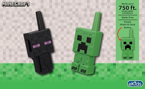 Image of eKids Minecraft Walkie Talkies for Kids, Static Free and Extended Range, Indoor and Outdoor Toys for Fans of Minecraft Toys