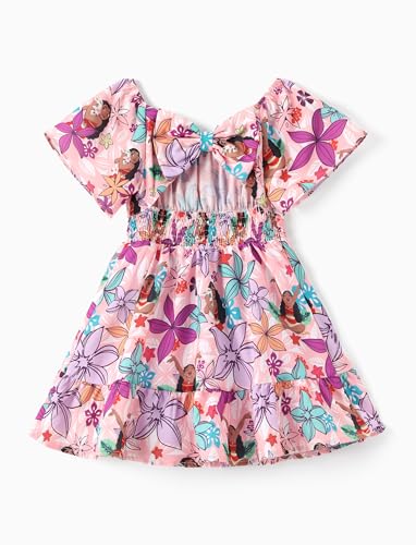 Image of Disney Stitch Minnie Frozen Elsa Princess Girls Backless Dress Off Shoulder /Short Sleeve Cinched Waist Kids Clothes Ages 2-13