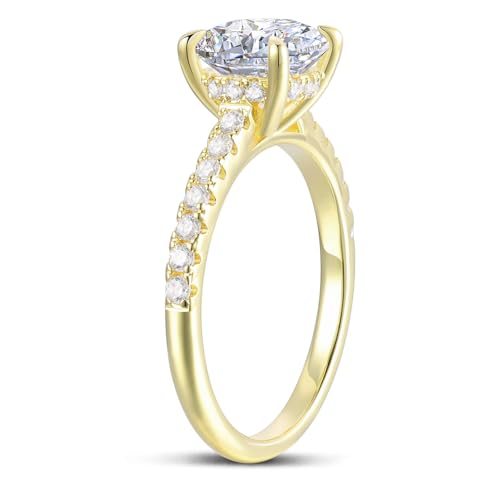 2.0 CT Round Cut Moissanite Promise Ring 14K Gold Hidden Halo Engagement Rings4