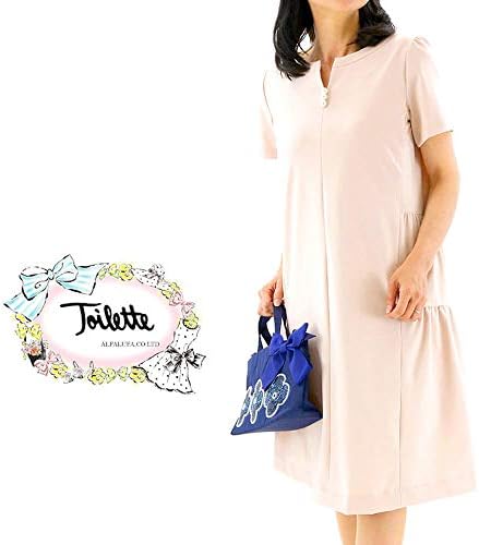 Amazon Co Jp Toilette トワレ ワンピース レディース ミセス 春夏 上品 半袖 パール使い 部分ティアードデザイン 日本製 ピンク 15 服 ファッション小物