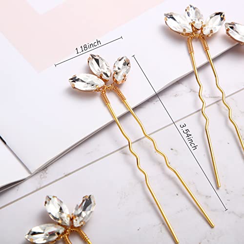 10 Pieces Crystal Wedding Hair Pins Rhinestone Bridal Hair Clips Pins For Bride Bridesmaids Women (Gold) #TOP3