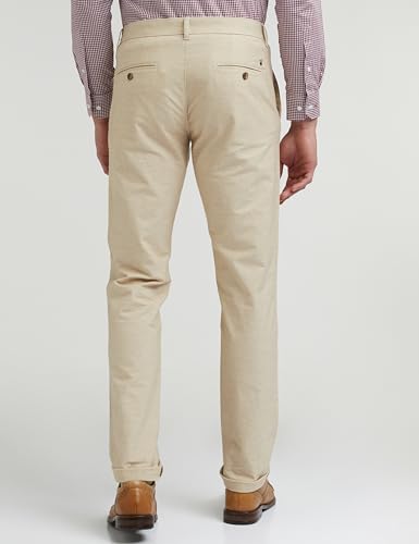 Image of Louis Philippe Men's Slim Fit Solid Cotton Blend Casual Trousers