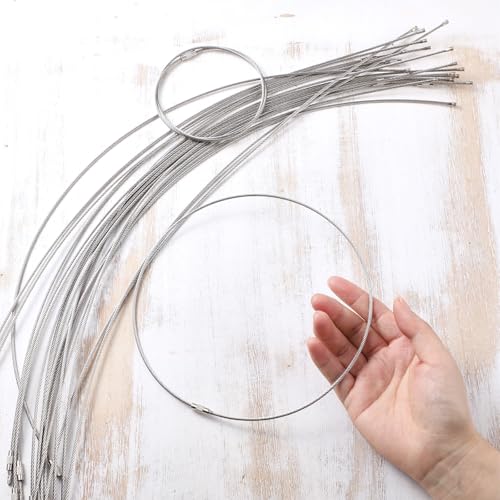 Image of Zonon 20 Inch Large Wire Keychain Cables, Heavy Duty Stainless Steel Screw Clasp Loops for Luggage Tags Keys ID Cards