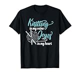 Knitting in my veins Jesus in my heart Christian Hobby T-Shirt