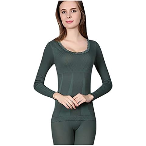 Wtouhe Women’s Thermal Underwear Set Warm Seamless Elastic Set Underwear Long Sleeve Cotton Top & Bottom Long Johns Pants Casual Ladies Comfortable Soft Solid Color Clothing Cover